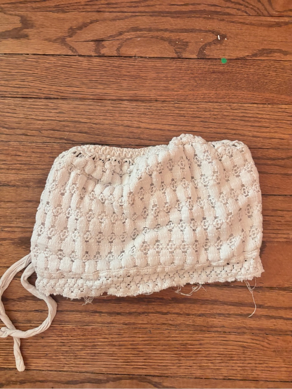 White Crocheted Strapless Tube Top